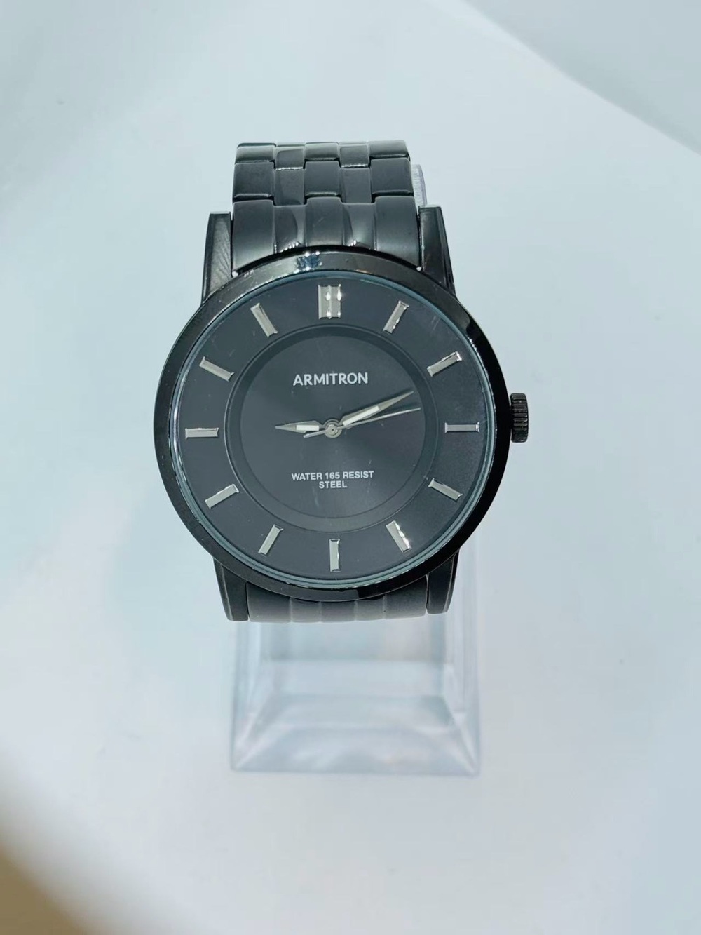 Armitron Men’s Black Stainless Steel Watch 42mm Quartz Date New Battery Runs